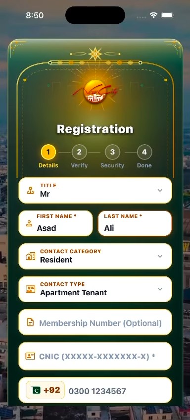 Resident Account Registration Screen